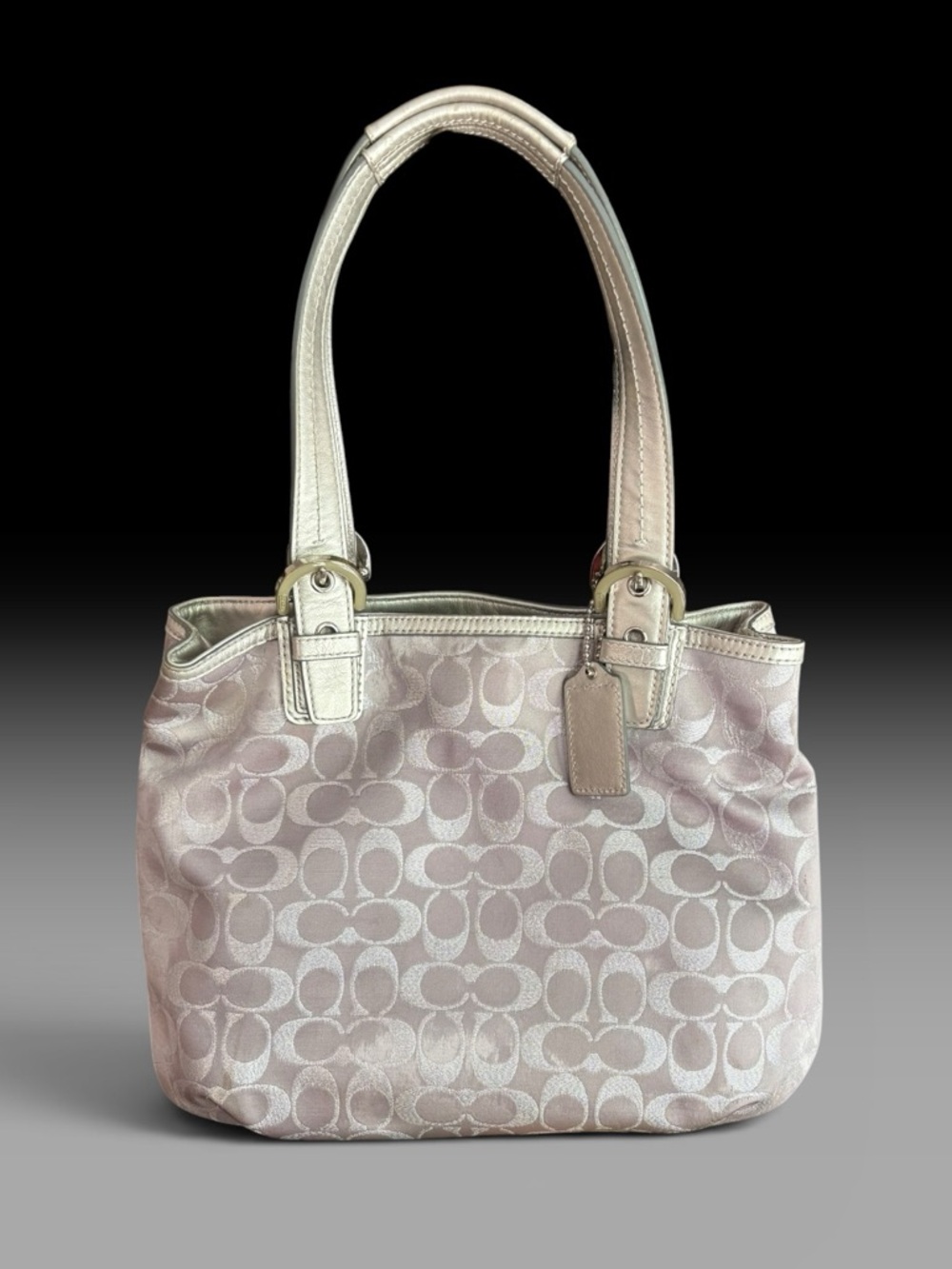 Vintage Y2K Coach Soho F18910 
Signature Jacquard Metallic Lilac & Silver Bag